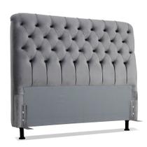 Cabeceira de Cama Box Casal 138 cm Padua Larhome Suede Veludo Cinza claro.