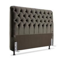 Cabeceira de Cama Box Casal 138 cm Padua Larhome Suede Veludo Marrom escuro.