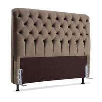 Cabeceira de Cama Box Casal 138 cm Padua Larhome Suede Veludo Marrom.