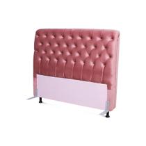 Cabeceira de Cama Box Casal 138 cm Padua Larhome Suede Veludo Rosa.