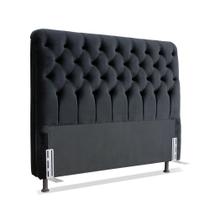 Cabeceira de Cama Box Casal 138cm Pádua Veludo Preto