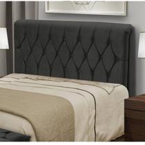 Cabeceira de Cama Box Casal 140 cm Capitone Istambul Dobuê - Preto - Click Home