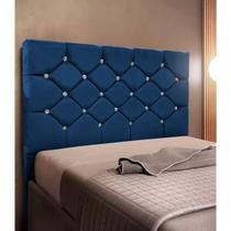 Cabeceira de Cama Box Casal Estofada Kasi Azul - HRShop