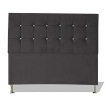 Cabeceira De Cama Box Cristal Queen 160 cm Botão Strass Suede Grafite Eli Móveis