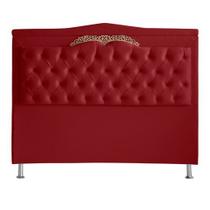 Cabeceira De Cama Box Helena Casal 140 cm Capitonê Retro Botão Encapados Suede Vermelho Eli Móveis