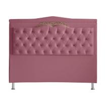 Cabeceira De Cama Box Helena Queen 160 cm Capitonê Retro Botão Encapados Suede Rosa Bebê Eli Móveis