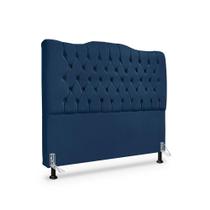 Cabeceira de Cama Box King 195 cm Dunas - Veludo Azul Marinho Cabeceira de Cama Box King 195 cm Dunas - Veludo Azul Marinho
