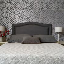 Cabeceira de Cama Box King Size Liso Diamond Suede Cinza 195 x 60
