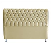 Cabeceira De Cama Box Londres Casal Queen 160 cm Suede Botão de Strass Bege Eli Móveis e Decoração