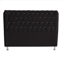 Cabeceira De Cama Box Londres King 195 cm Suede Botão de Strass Preto Do Lar Móveis e Decoração Cabeceira De Cama Box Londres King 195 cm Suede Botão de Strass Preto Do Lar Móveis e Decoração
