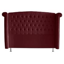Cabeceira De Cama Box Luxo Casal 140 cm Suede Bordo Eli Móveis Cabeceira De Cama Box Luxo Casal 140 cm Suede Bordo Eli Móveis