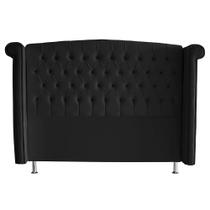 Cabeceira De Cama Box Luxo Casal 140 cm Suede Preto Eli Móveis