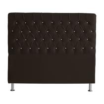 Cabeceira de Cama Box Paris Casal 140 cm Botão Strass Suede Marrom Eli Móveis Cabeceira de Cama Box Paris Casal 140 cm Botão Strass Suede Marrom Eli Móveis