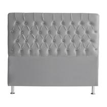 Cabeceira de Cama Box Paris Casal 140 cm Botão Strass Suede Prata Eli Móveis Cabeceira de Cama Box Paris Casal 140 cm Botão Strass Suede Prata Eli Móveis
