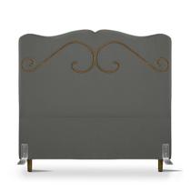 Cabeceira de Cama Box Queen 158 cm Braga Larhome Suede Veludo Chumbo