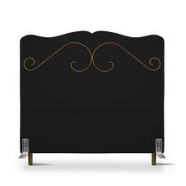 Cabeceira de Cama Box Queen 158 cm Braga Larhome Suede Veludo Preto