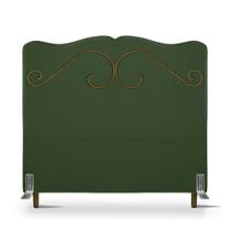 Cabeceira de Cama Box Queen 158 cm Braga Larhome Suede Veludo Verde Militar
