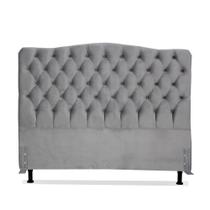 Cabeceira de Cama Box Queen 158 cm Dunas Larhome Suede Veludo Cinza claro