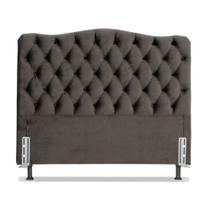 Cabeceira de Cama Box Queen 158 cm Dunas Larhome Suede Veludo Marrom escuro