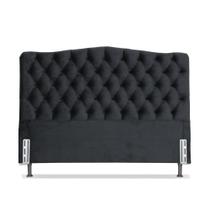 Cabeceira de Cama Box Queen 158 cm Dunas Larhome Suede Veludo Preto.