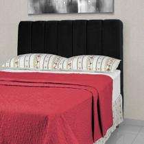 Cabeceira de Cama Box Queen 158 cm Luna Larhome Suede Veludo Preto