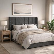 Cabeceira de Cama Box Queen 1,60m Elena Boucle Cinza - Mirra Decor