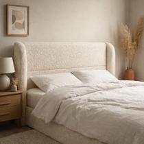 Cabeceira de Cama Box Queen 1,60m Livia Boucle Creme - Mirra Decor Cabeceira de Cama Box Queen 1,60m Livia Boucle Creme - Mirra Decor
