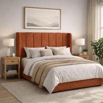 Cabeceira de Cama Box Solteirão 100cm Elena Boucle Terracota - Mirra Decor Cabeceira de Cama Box Solteirão 100cm Elena Boucle Terracota - Mirra Decor