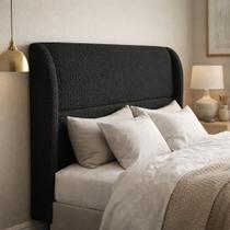 Cabeceira de Cama Box Solteirão 100cm Livia Boucle Preto - Mirra Decor Cabeceira de Cama Box Solteirão 100cm Livia Boucle Preto - Mirra Decor