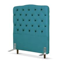 Cabeceira de Cama Box Solteiro 110 Cm Dunas Larhome Suede Veludo Azul