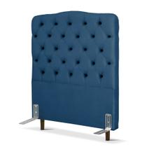 Cabeceira de Cama Box Solteiro 110 cm Dunas Larhome Suede Veludo Azul marinho