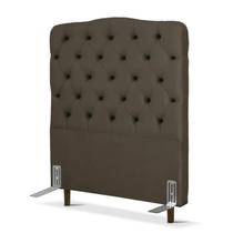 Cabeceira de Cama Box Solteiro 110 Cm Dunas Larhome Suede Veludo Marrom Escuro