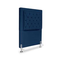 Cabeceira de Cama Box Solteiro 90 cm Baronesa - Veludo Azul - Click Home