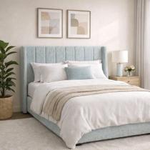 Cabeceira de Cama Box Viuva 1,20m Elena Boucle Azul - Mirra Decor Cabeceira de Cama Box Viuva 1,20m Elena Boucle Azul - Mirra Decor