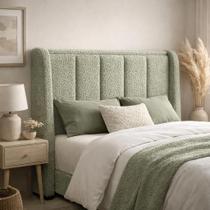 Cabeceira de Cama Box Viuva 1,20m Elena Boucle Verde - Mirra Decor Cabeceira de Cama Box Viuva 1,20m Elena Boucle Verde - Mirra Decor