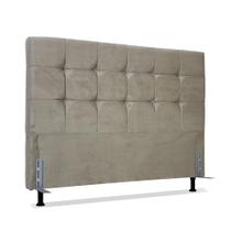 Cabeceira de Cama Box Viúva 128 cm Atlanta Larhome Suede Veludo Marrom claro.