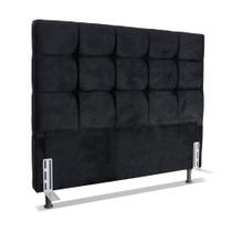 Cabeceira de Cama Box Viúva 128 cm Atlanta Larhome Suede Veludo Preto.