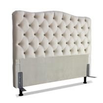 Cabeceira de Cama Box Viúva 128 cm Dunas Larhome Tecido Suede Veludo Bege.