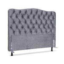 Cabeceira de Cama Box Viúva 128 cm Dunas Larhome Tecido Suede Veludo Cinza escuro.