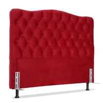 Cabeceira de Cama Box Viúva 128 cm Dunas Larhome Tecido Suede Veludo Vermelho.