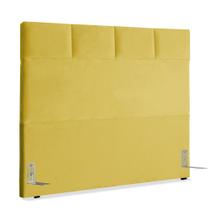 Cabeceira de Cama Box Viúva 128 cm Marjorie Inspire House Suede Veludo Amarelo
