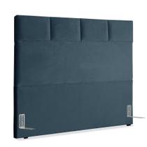 Cabeceira de Cama Box Viúva 128 cm Marjorie Larhome Suede Veludo Azul Marinho