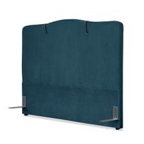 Cabeceira de Cama Box Viúva 128 cm Moscou Inspire House Suede Veludo Azul Marinho