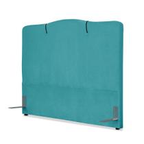 Cabeceira de Cama Box Viúva 128 cm Moscou Inspire House Suede Veludo Azul