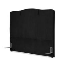 Cabeceira de Cama Box Viúva 128 cm Moscou Inspire House Suede Veludo Preto Cabeceira de Cama Box Viúva 128 cm Moscou Inspire House Suede Veludo Preto