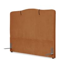 Cabeceira de Cama Box Viúva 128 cm Moscou Larhome Suede Veludo Terra cota