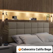 Cabeceira de Cama Casal 1,40 Estofada Almofadada Painel Cor Bege Modelo Bia