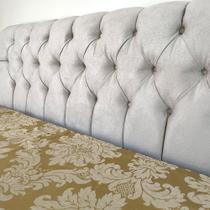 Cabeceira de Cama Casal Queen em Sued Bege - 160cm Cabeceira de Cama Casal Queen em Sued Bege - 160cm