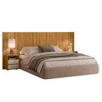 Cabeceira De Cama Extensível Com Mesa De Cabeceira Mdf Fiori Cumaru-opala