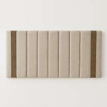 Cabeceira de Cama Painel Suspenso para Cama Box de Casal em Linho detalhe em Couro Cabeceira de Cama Painel Suspenso para Cama Box de Casal em Linho detalhe em Couro